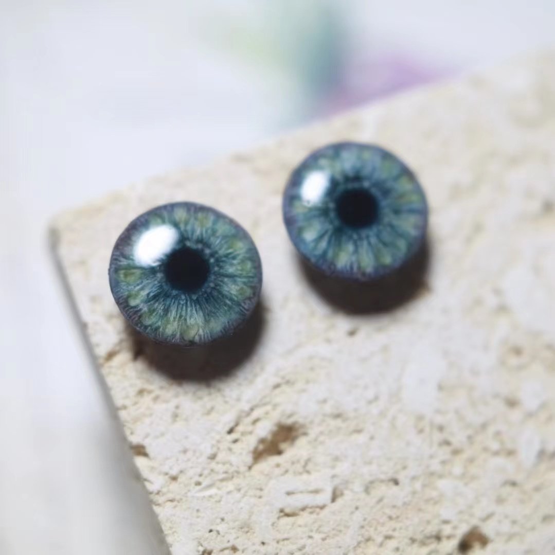【极光蓝绿】小布眼片blythe立体眼纹软陶手工滴胶树脂真人风色系