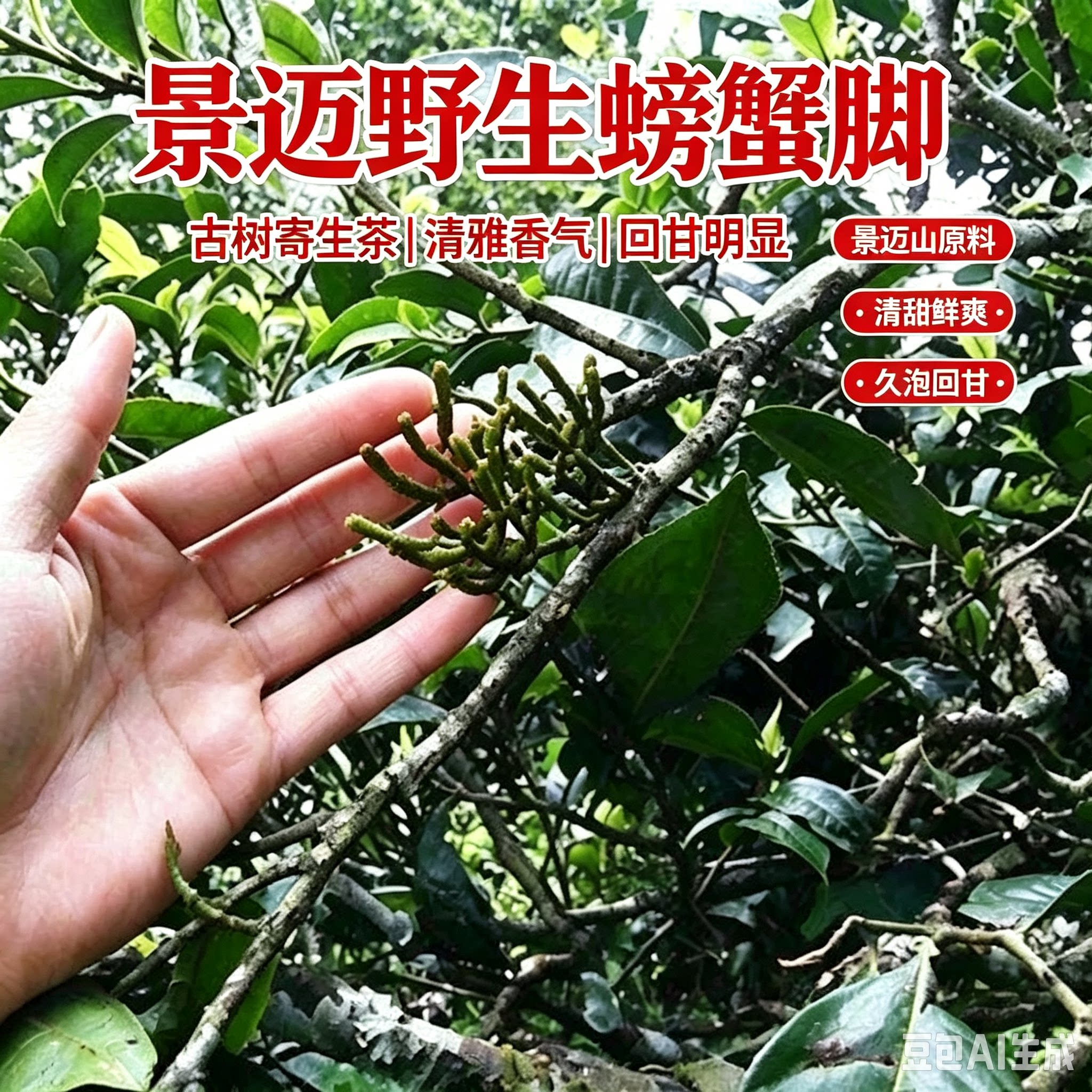 野生古树螃蟹脚云南特产香气足回普洱