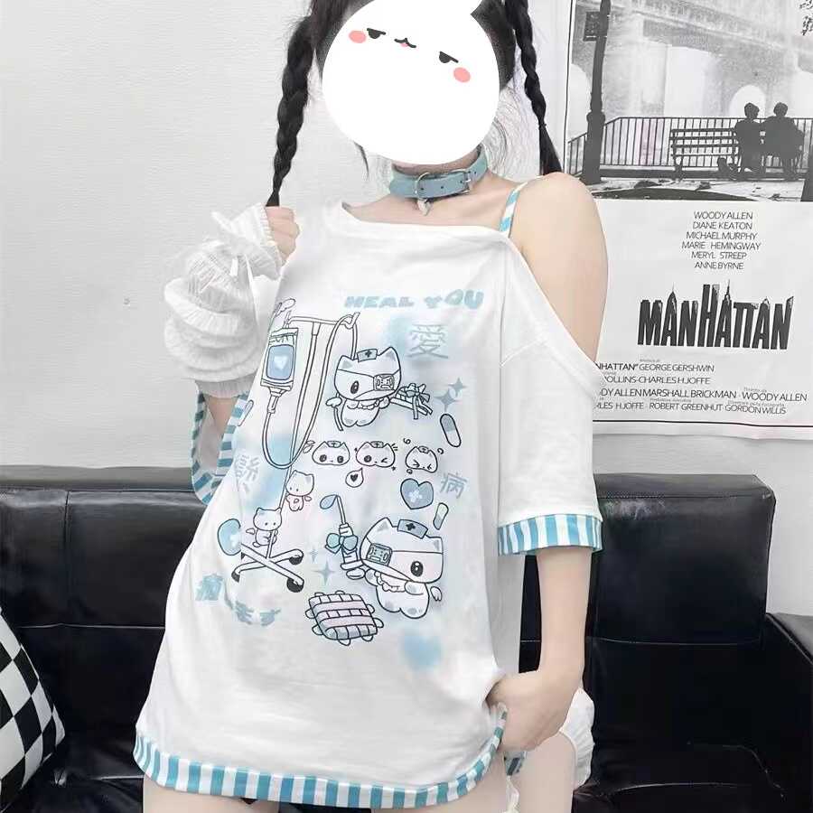 卡通休闲甜美亚比文化小猫原宿