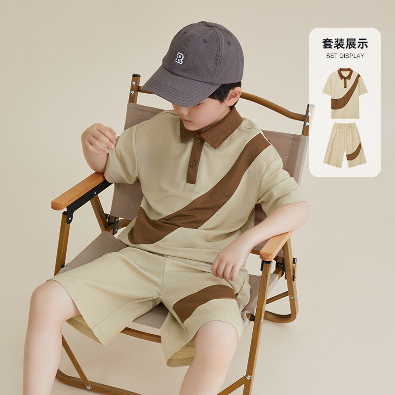 儿童装套装2025新款洋气男童夏装短袖短裤两件套男孩夏衣服