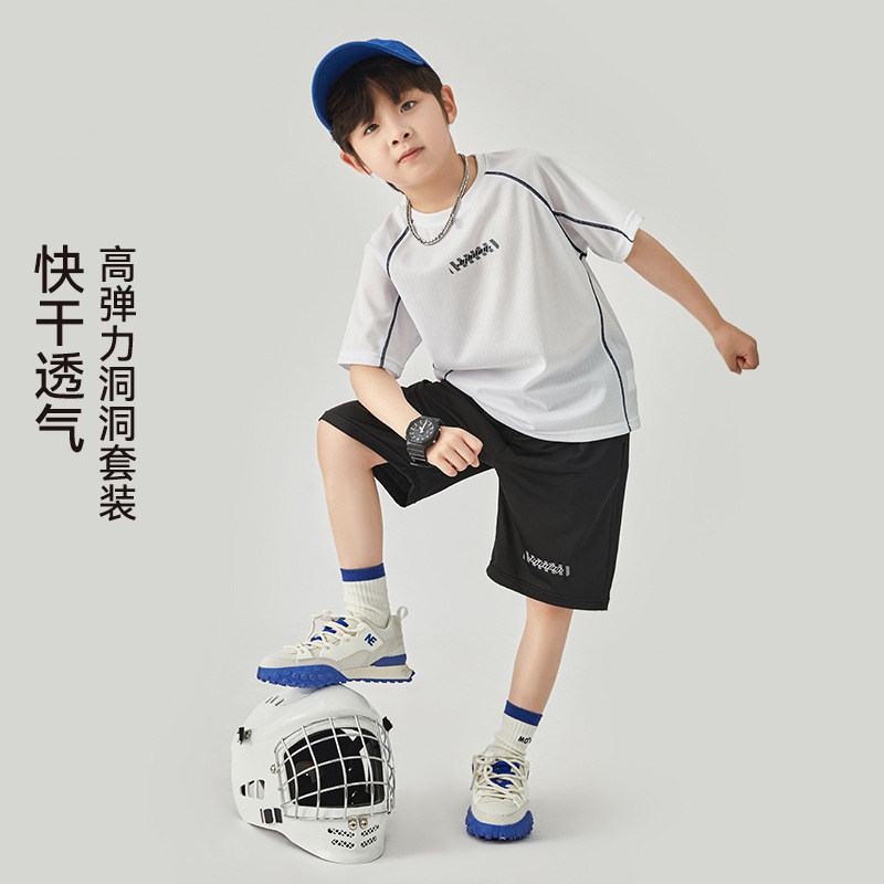 宽松儿童装套装2025新款洋气男童夏装短袖短裤两件套男孩夏衣服