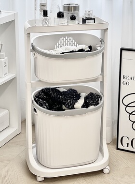 卫生间推车置物架浴室洗手间厕所脏衣篮推车收纳架脏衣服篮子筐子