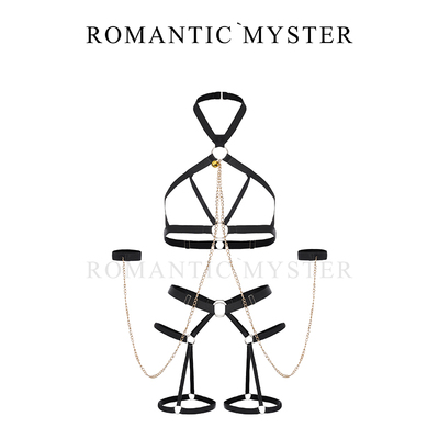 五花大绑 高级感连体衣性感铃铛三点式比基尼龟甲缚吊袜带套装