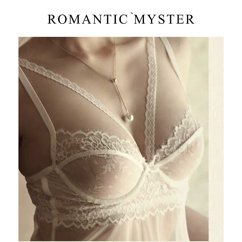 入谜 法式性感蕾丝情趣睡衣网纱薄纱透视内衣诱惑私房丁字裤套装