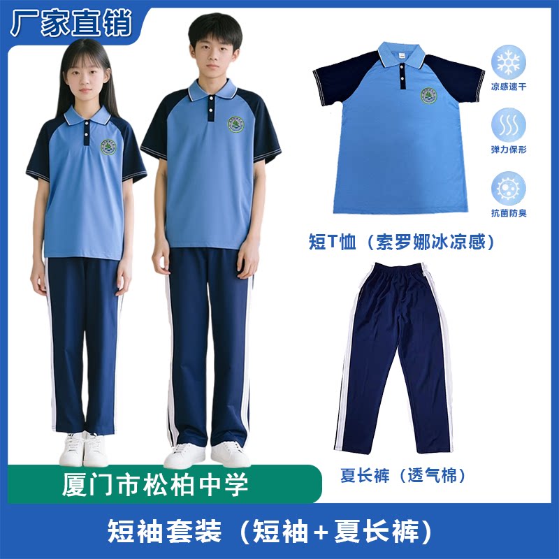 厦门市思明区松柏中学校服夏季班T恤