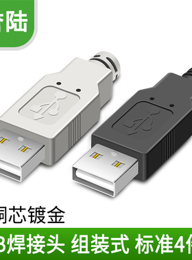 标准四件套USB 自己焊接式 插头 焊接头 USB A型公头 带塑胶外壳