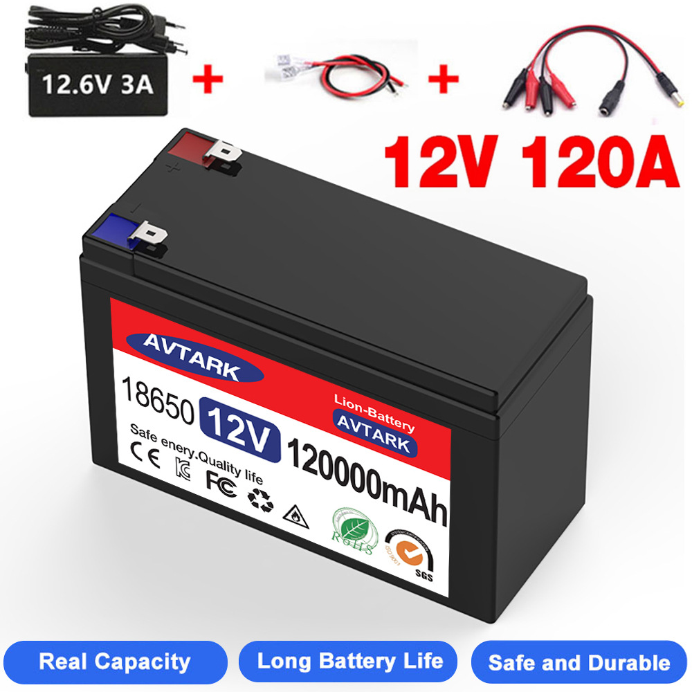 新型12V 45Ah 120Ah锂电池组内置BMS用于太阳能船+LED+喷雾器电池