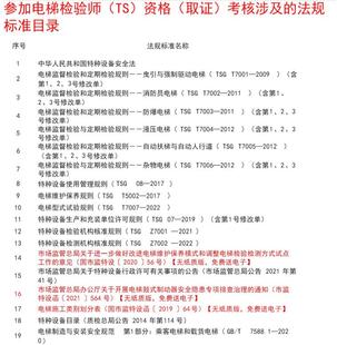 2023年参加电梯检验师TS资格取证考核涉及 全套34本 电梯监督检验和定期检验规则电梯制造与安装 T7001 安全 法规标准目录TSG