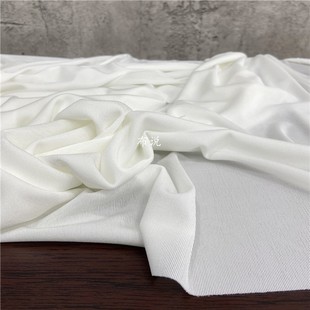 本白色高弹力针织冰丝罗纹布料 高垂度抗皱 连衣裙裤子紧身面料