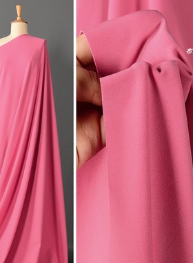 玫粉色加捻哥弟面料 弹力中厚高垂度抗起球外套裤子礼服套装布料