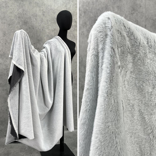 高仿雪地灰白色野兔毛 小兔毛短绒布料 围巾拍照展示装饰皮草面料