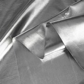 亮银色双面弹力皮面料 创意两面烫银高亮反光银柔软外套设计布料