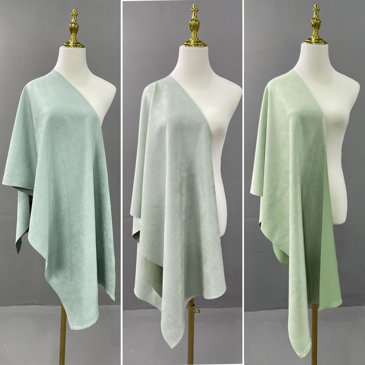 翻毛皮果绿色系麂皮绒空气层布料