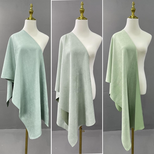 果绿豆绿色系 进口弹力麂皮绒空气层面料 厚款翻毛皮仿鹿皮绒布料