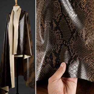 欧美蟒蛇PU皮革皮料 棕色 狂野自信皮夹克皮裙皮裤设计师服装布料