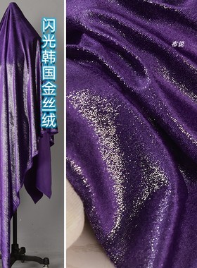 紫色 闪光金丝绒布料 星空闪烁礼服连衣裙弹力韩国绒亮银点子面料