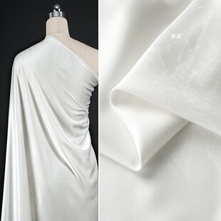 植物花卉仿醋酸提花面料 本白色 吊带裙连衣裙汉服旗袍丝滑透气布