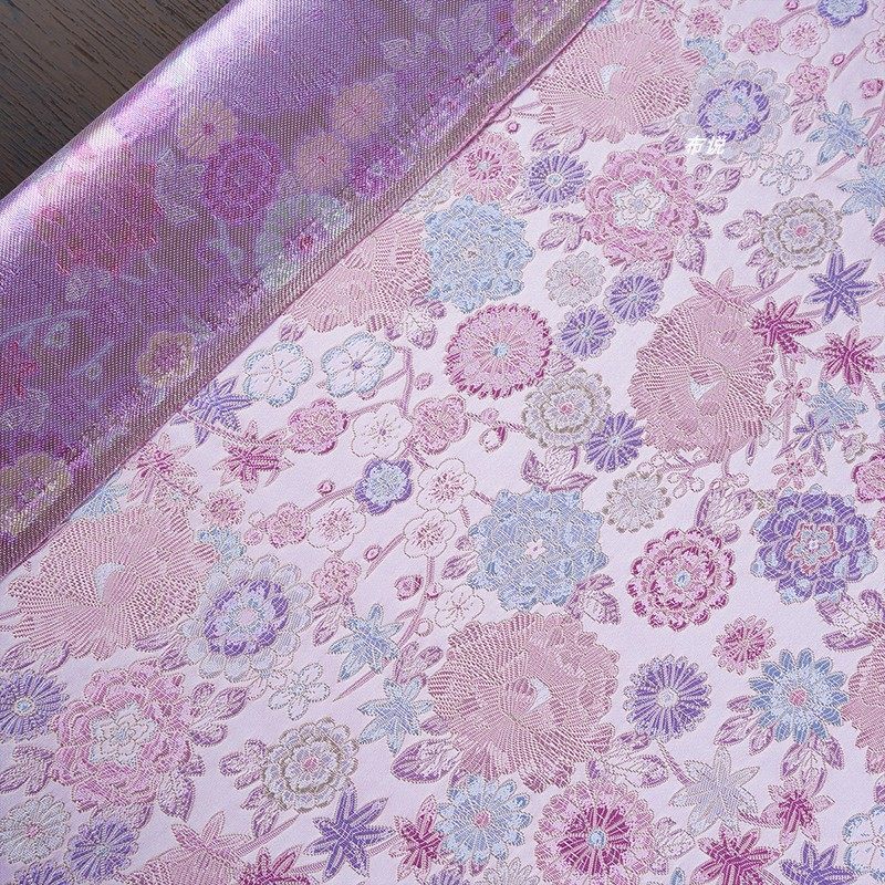 紫粉色 满地小草花织锦缎提花面料 新中式马甲外套仿宋锦光泽布料,纺织面料/辅料/配套,汉服面料,淘宝优惠券,粉丝福利购,淘宝优惠卷