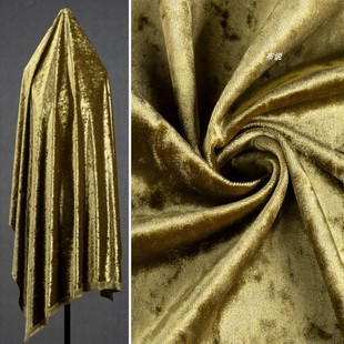 仿醋酸金钻绒面料 轻奢礼服旗袍上衣柔软丝滑弹力丝绒布料 秋香黄