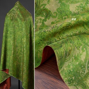 双色炫彩 嫩绿色 时尚 减龄上衣连衣裙DIY布料 香云纱花萝提花面料