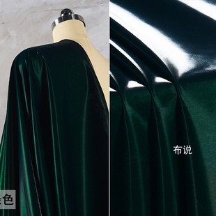 墨绿色闪耀流沙仿皮料细闪光泽感朦胧亮面羽绒服防水面料服装布料