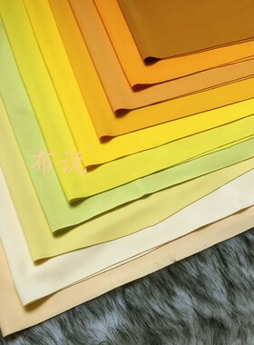 黄色系列 空气层布料 薄款实心太空棉 针织弹力立体服装面料1mm厚