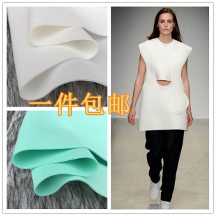太空棉布料 加厚空气层面料夹层夹丝廓形四面弹学生服装设计布料
