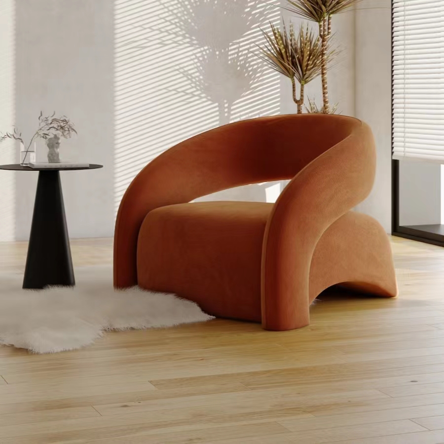 轻奢懒人单人沙发椅客厅阳台小户型网红弧形创意休闲椅异形老虎椅