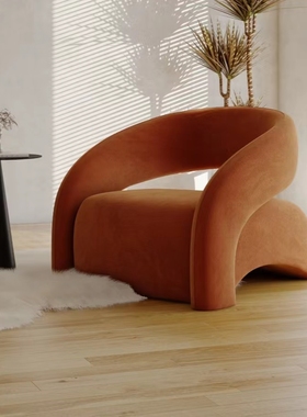 轻奢懒人单人沙发椅客厅阳台小户型网红弧形创意休闲椅异形老虎椅