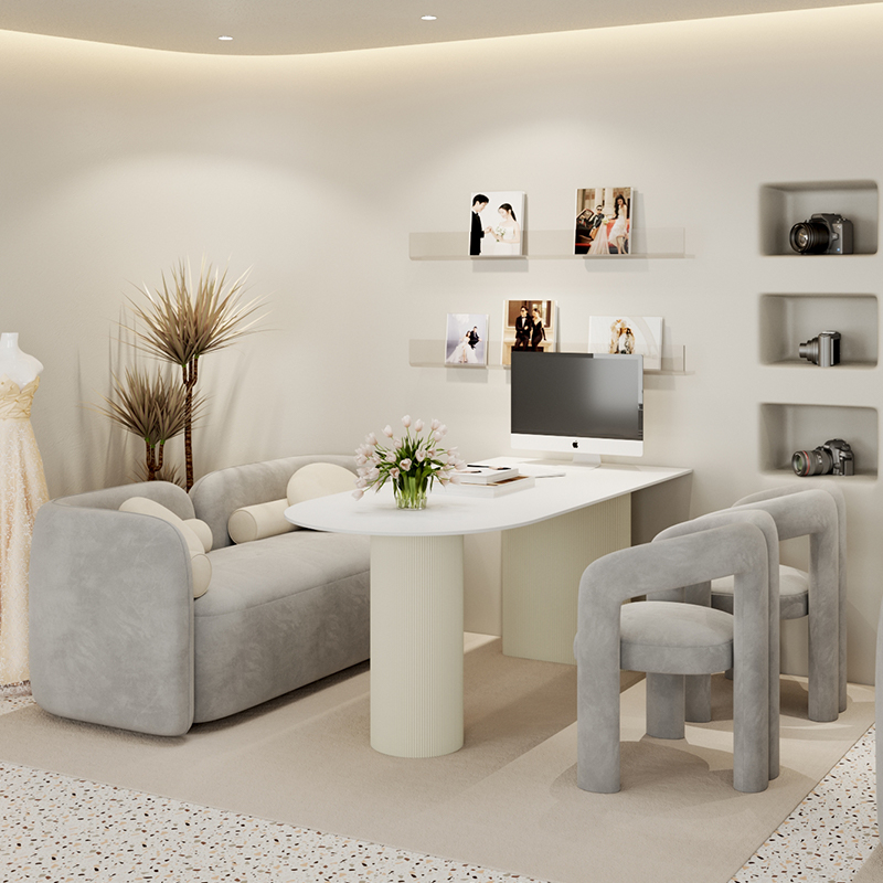 影楼休闲区桌椅组合婚纱店洽谈沙发选片区网红美容院接待卡座沙发