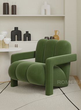 北欧轻奢单人休闲椅设计师懒人羊羔绒卧室客厅阳台现代简约沙发椅