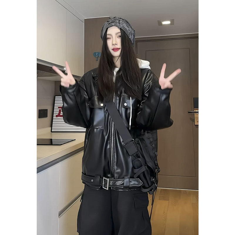 现货1014~PY876~P148连帽假两件夹棉皮棉衣男女图片