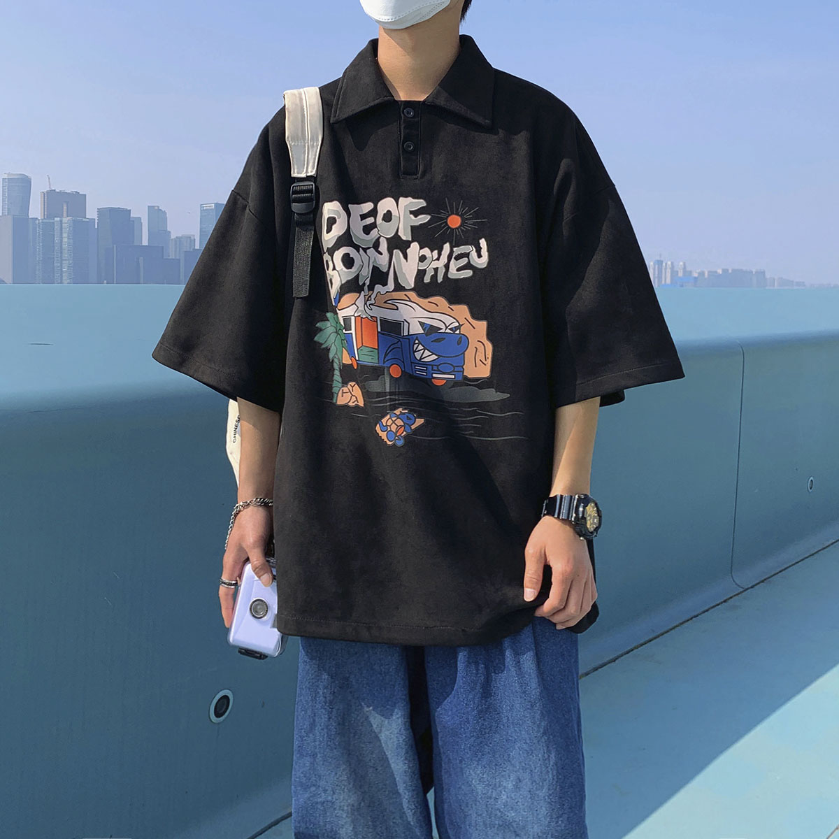 已注册版权1014~T87麂皮短袖polo衫男夏季美式p48-限58，男装T恤，星座1014