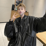 现货大货1014-PJK535-P108春秋季新款皮衣男士外套皮夹克棒球服，男装夹克，星座1014
