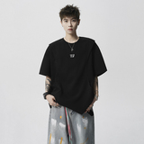 1014-T409-P48-美式高街解构圆领套头衫潮牌设计感宽松体恤，男装T恤，星座1014
