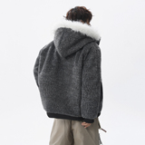 1014-FY929-P138~座山雕毛领连帽休闲毛呢拼接秋冬棉服外套，男装棉衣，星座1014