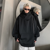 现货1014-WY796-P88社恐卫衣男秋冬季美式机能风高领连帽加绒加厚，男装卫衣，星座1014