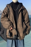 1014-MY7709-假两件连帽PU皮棉服男女冬季2025新款美式复古棉衣，男装棉衣，星座1014