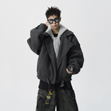 现货1014-FY823-P138~假两件连帽可拆卸毛呢短款夹棉大衣外套，女装短外套，星座1014