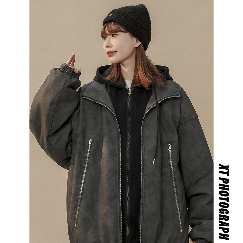 1014-MY7709-P148美式棉服假两件连帽皮衣夹棉设计感冬季棉衣,男装皮衣,星座1014