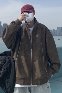1014-PJK52-P98-限128春秋新款双拉链大口袋皮衣夹克男图片