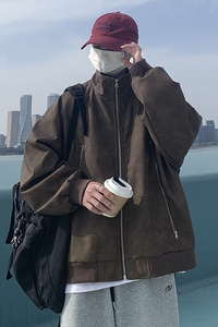 现货1014-PJK52-P98~2025春秋新款双拉链大口袋皮衣夹克男图片