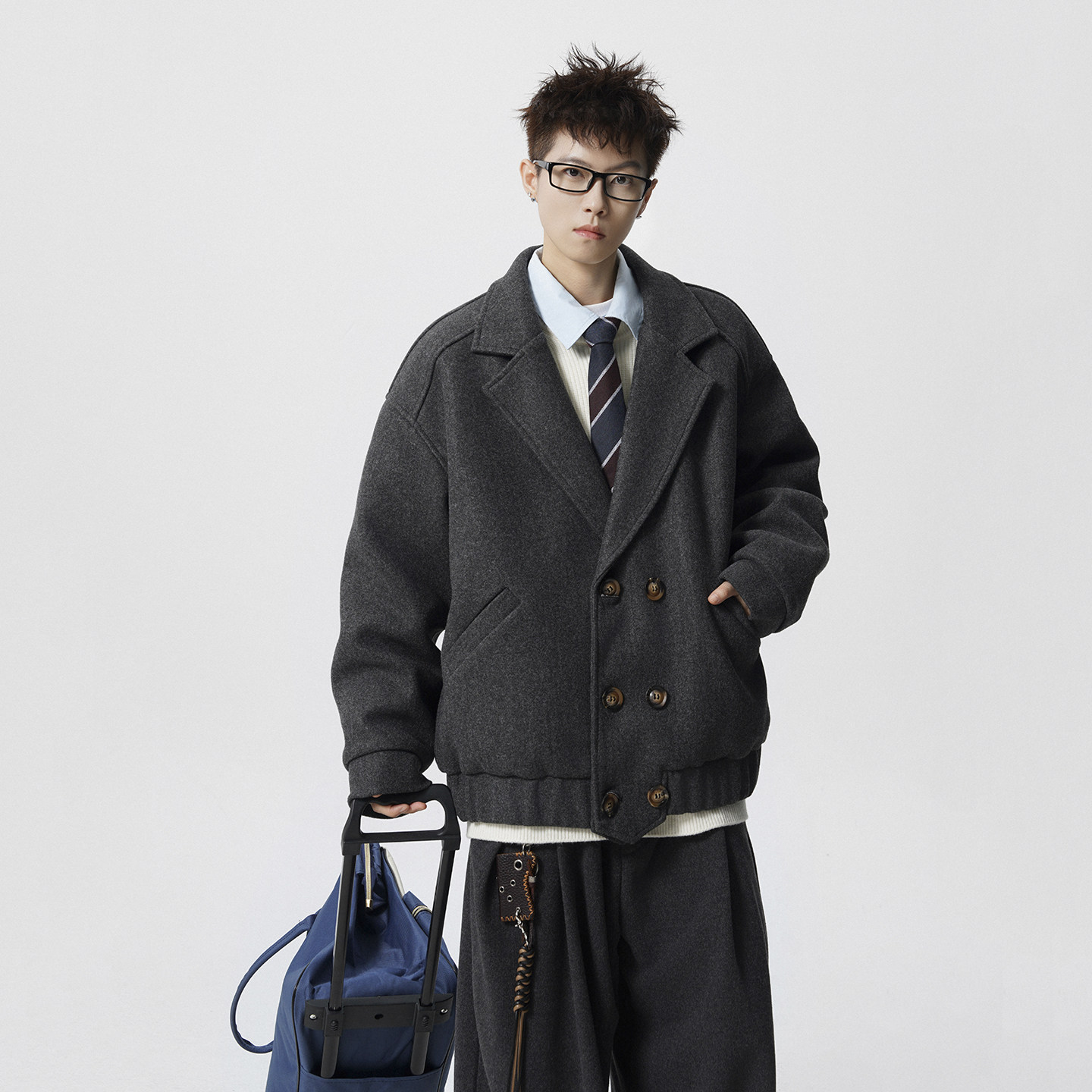 现货1014-FY013-P108-短款呢子外套男新款美式毛呢外套，男装毛呢大衣，星座1014