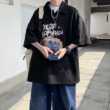 现货已注册版权1014-T87~polo衫男夏季宽松字母印花港风短袖男P48，男装Polo衫，星座1014