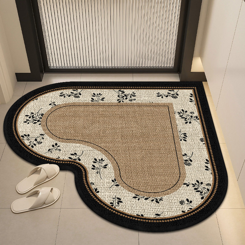 亚麻编织心形入户门地垫浴室进门门口吸水防滑耐脏脚垫卫生间地毯,居家布艺,地毯,淘宝优惠券,粉丝福利购,淘宝优惠卷