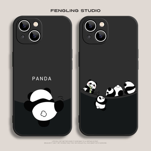 熊猫iPhone17promax苹果16小米15华为pura70新款mate80适用红米k70至尊oppofindx9荣耀200软一加13情侣手机壳