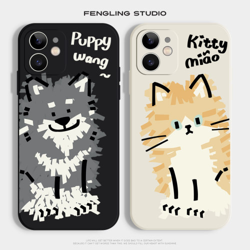 块面创意猫咪小狗情侣iPhone17promax苹果16小米15华为p70新款vivoS50适用iqooneo11一加13/12硅胶手机壳oppo