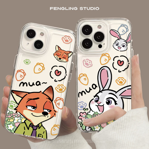 捧花朱迪iPhone17promax苹果16小米15新款华为mate80适用vivox300荣耀500透明oppofindx9红米k90情侣14手机壳