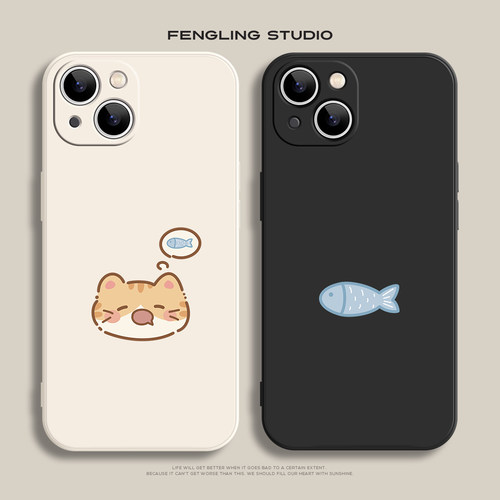 思恋小鱼iPhone17promax苹果16小米15华为pura70新款mate80适用vivoS30promini情侣可爱vivoX300一加15手机壳