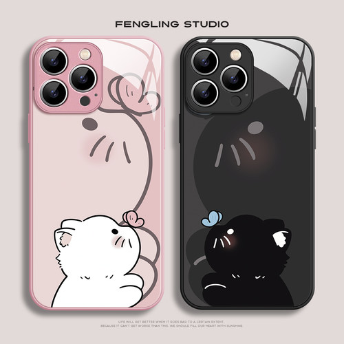 蝴蝶小猫iPhone17promax苹果16plus小米15华为mate80可爱pura70创意情侣vivos50适用oppofindx9荣耀400手机壳
